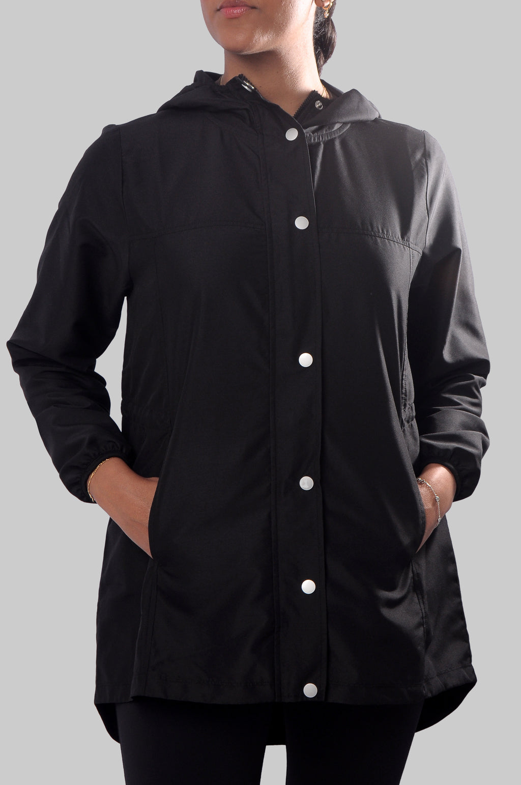 Waterproof Long Jacket- Black