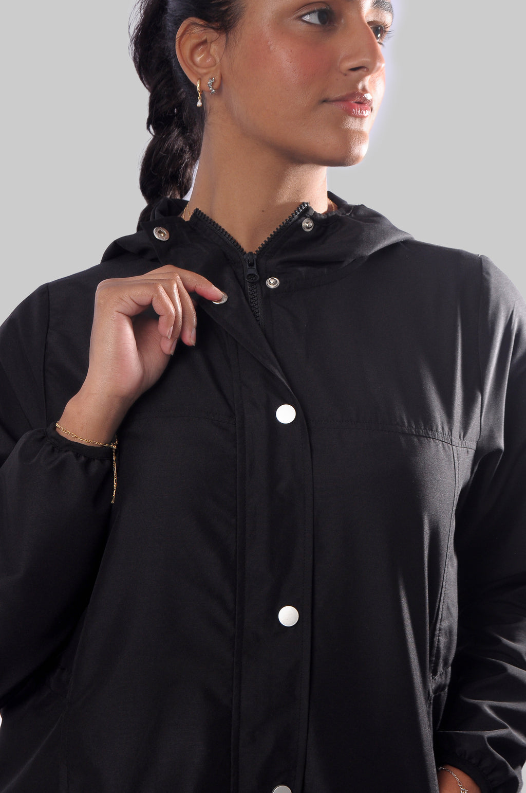 Waterproof Long Jacket- Black